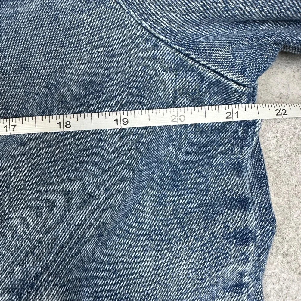 HOLLISTER Womens XL Full Zipper Front Acid Washed Blue Denim Stretch Jean Jacket - Picture 10 of 11